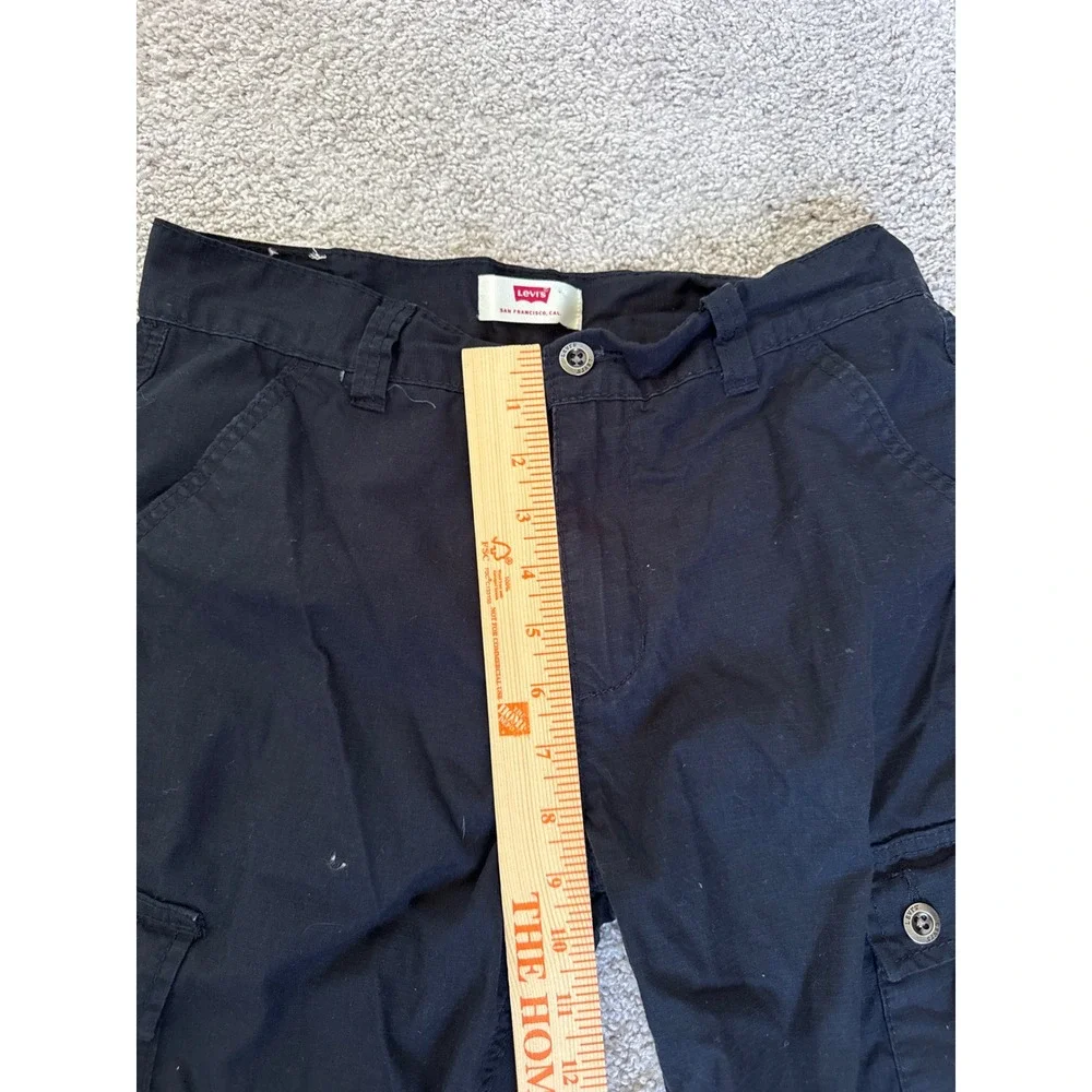 Levis Kids Black Cargo Shorts Size 16 Regular W28 Cotton Ripstop Multi Pocket